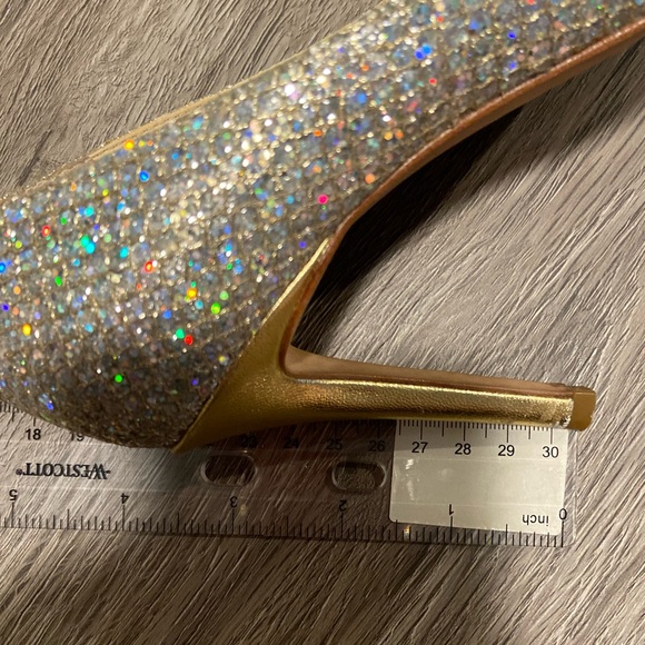 Eenzo Angiolini sparkly gold and silver open toe heels - Picture 5 of 6